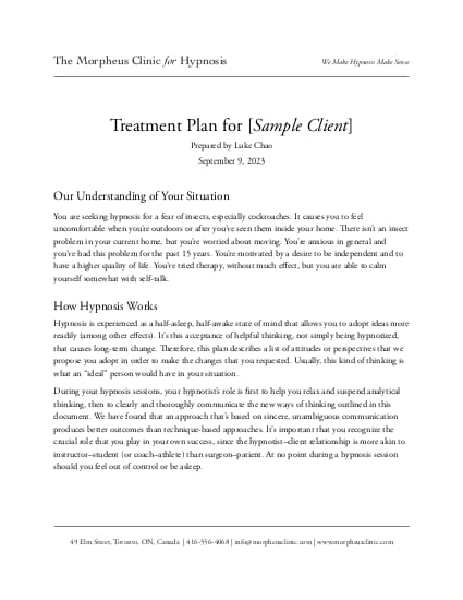 Sample Treatment Plan