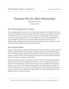 Sample Treatment Plan for Better Relationships